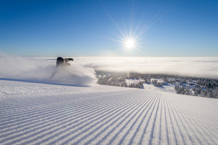 family skiing in norway