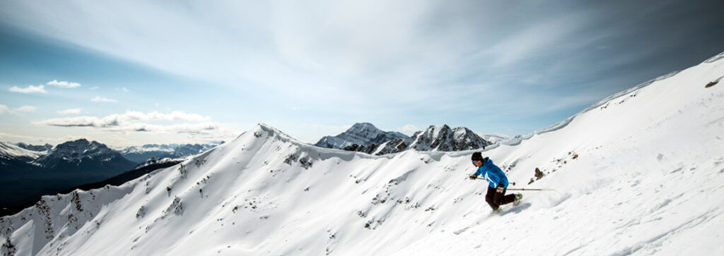 Skier in Jasper bluebird day