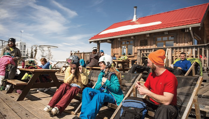 The warm welcome of a bar at a ski resort in North America