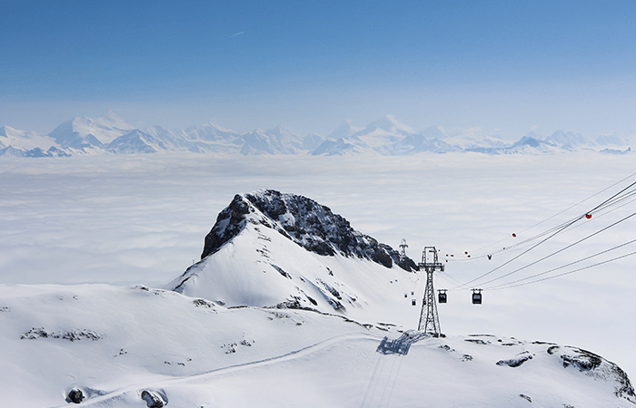 High altitude Crans Montana cable car