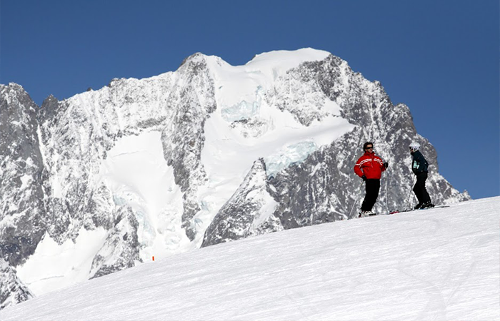 Enjoying the views in Courmayeur ski resort