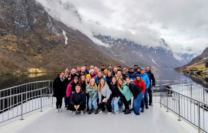 The Ski Solutions Team on a Boat