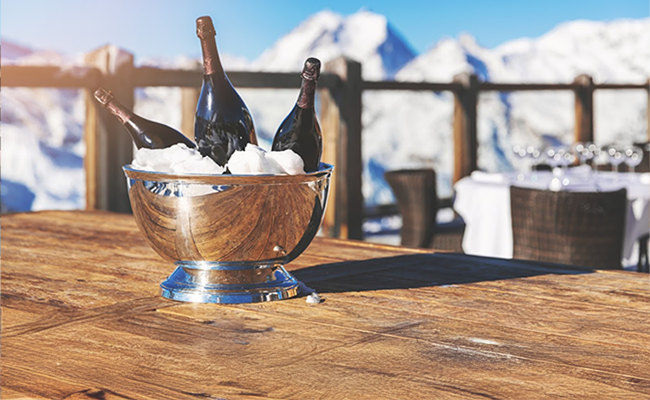 Free Bottle of Champagne Offer, Champagne Chilling in the Mountains